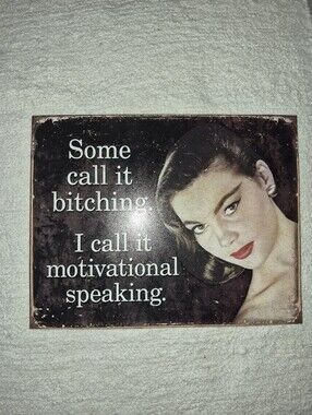 Vintage-Style Motivational Speaking Metal Wall Plaque - Brown, 12.5 X 16 Inches